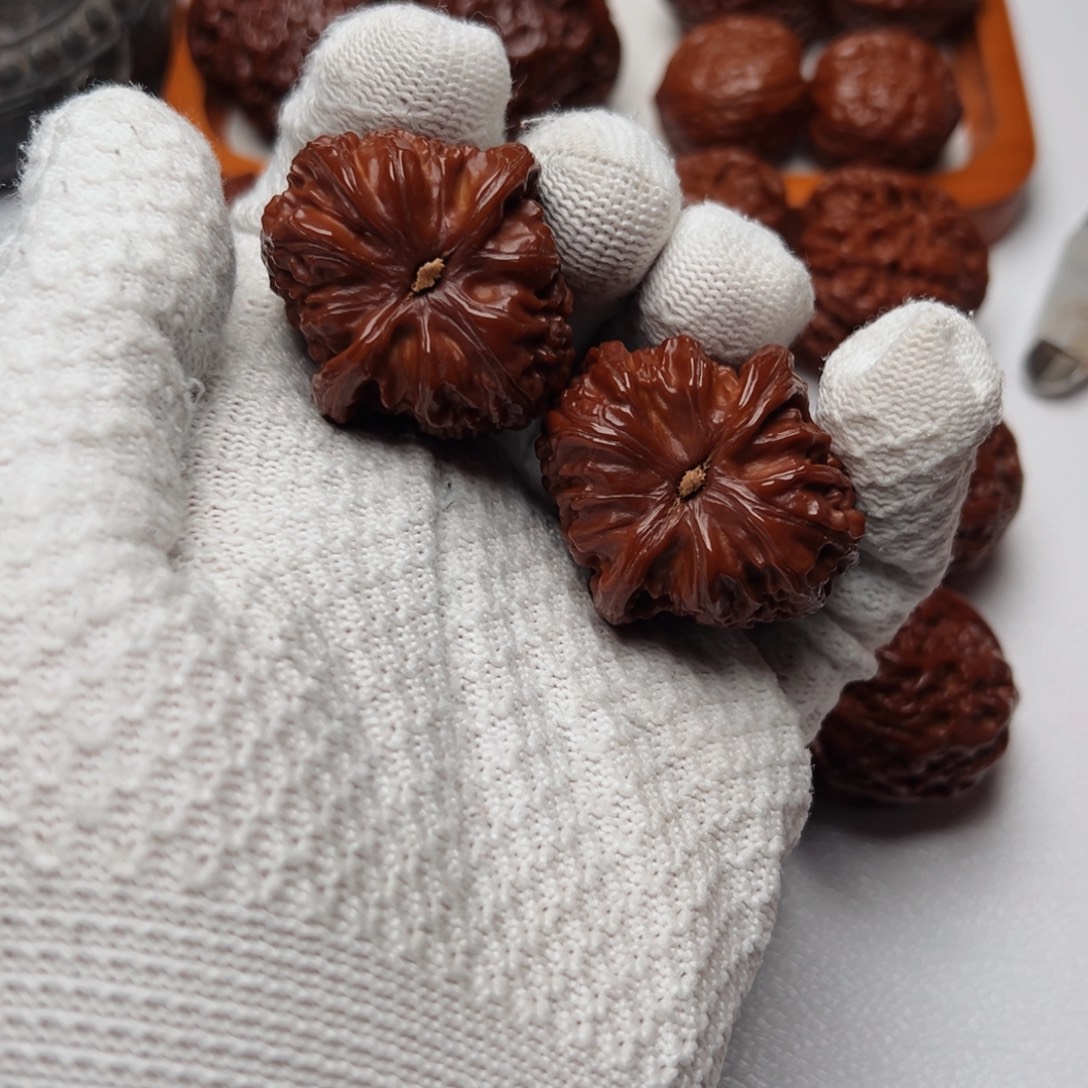 ¥***¥把件文玩核桃三角白狮子头文玩核桃