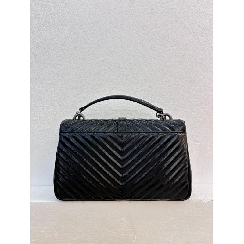 潮流真皮新款女包斜跨包 0459 黑色V信封大27.5cm