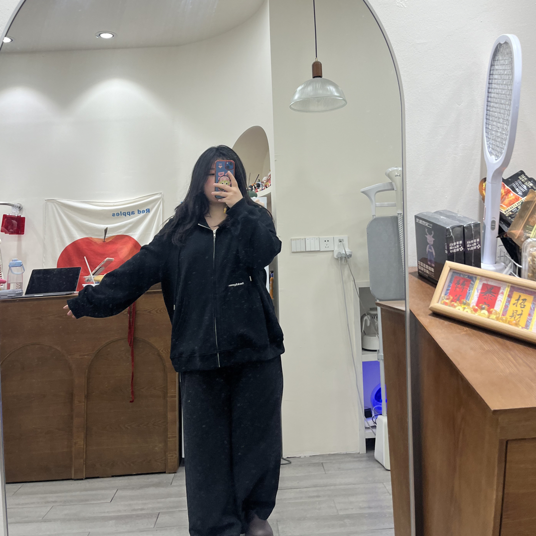 秋季新款深灰色糯米裤女宽松垂感显瘦慵懒风直筒长裤