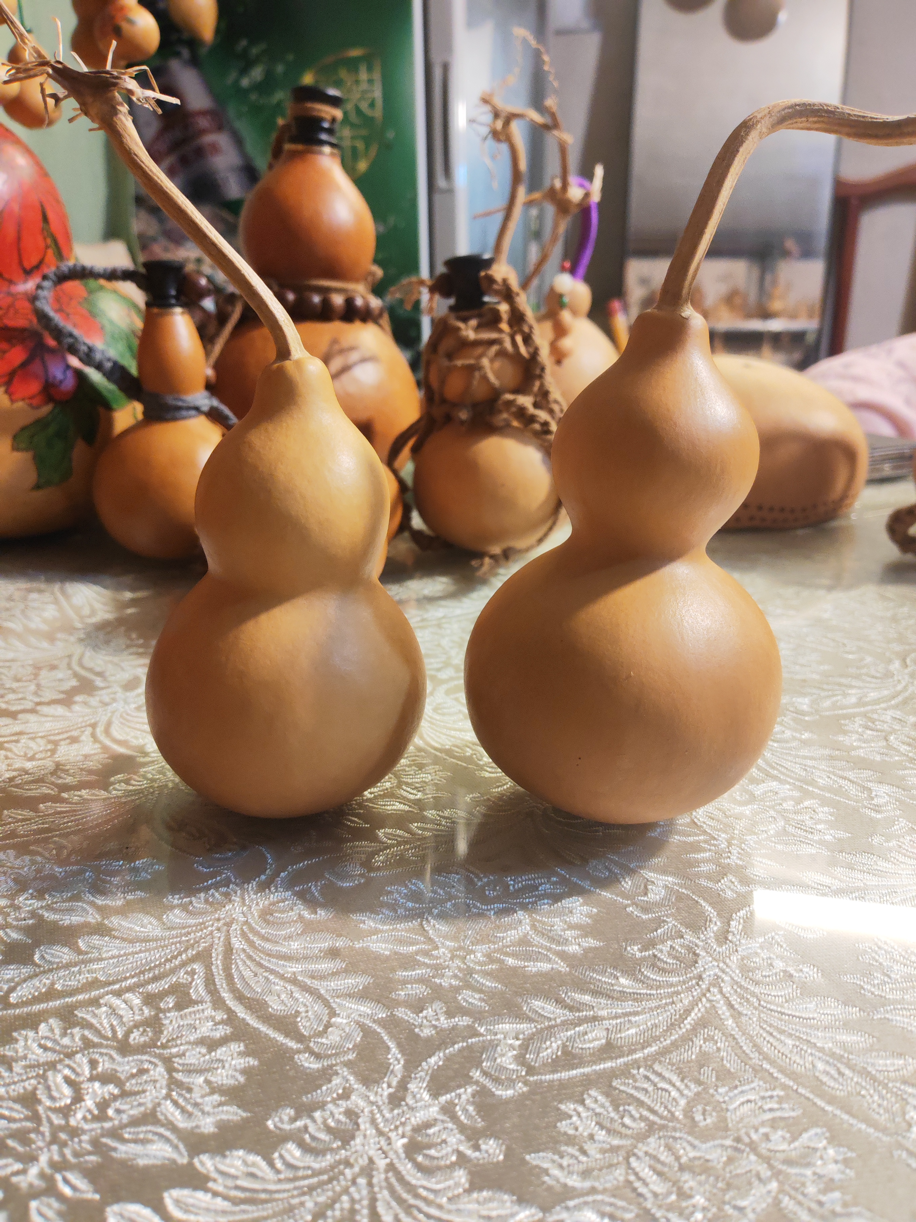 天然八宝葫芦，可盘玩，摆件，尺寸13公分，一对