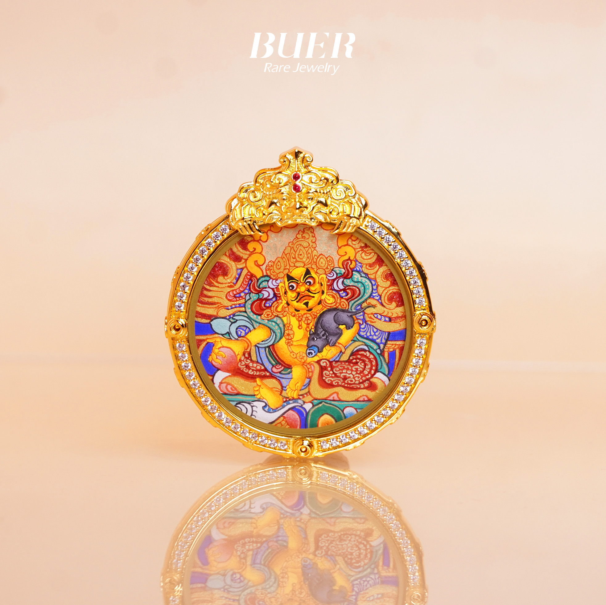 【不二】大师手绘唐卡 • 黄CC吊坠 30*30mm