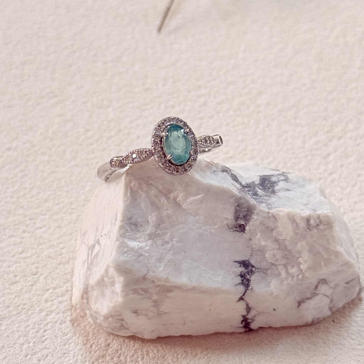 【六六中古】孤品精美祖母绿s925开口戒指ty2714