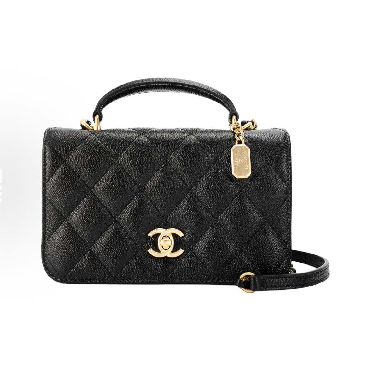 99新 Chanel/香奈儿 黑金23B手柄手提包单肩包芯片