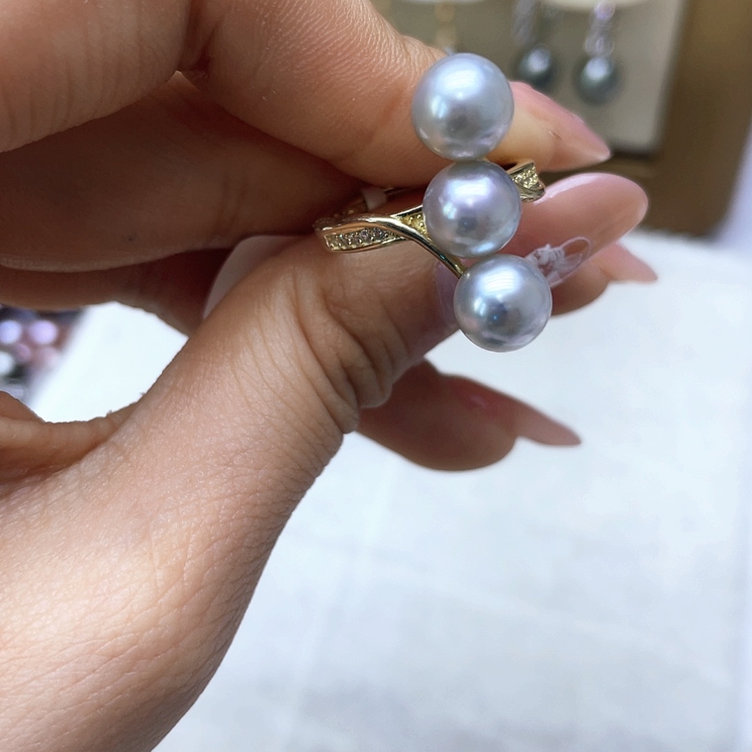 海水珍珠戒指银S925镶嵌