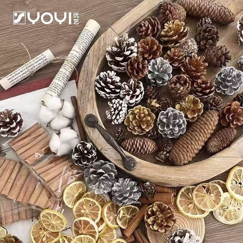 优艺  圣诞节装饰材料松果插枝天然松果花环装饰插枝花束DIY配件