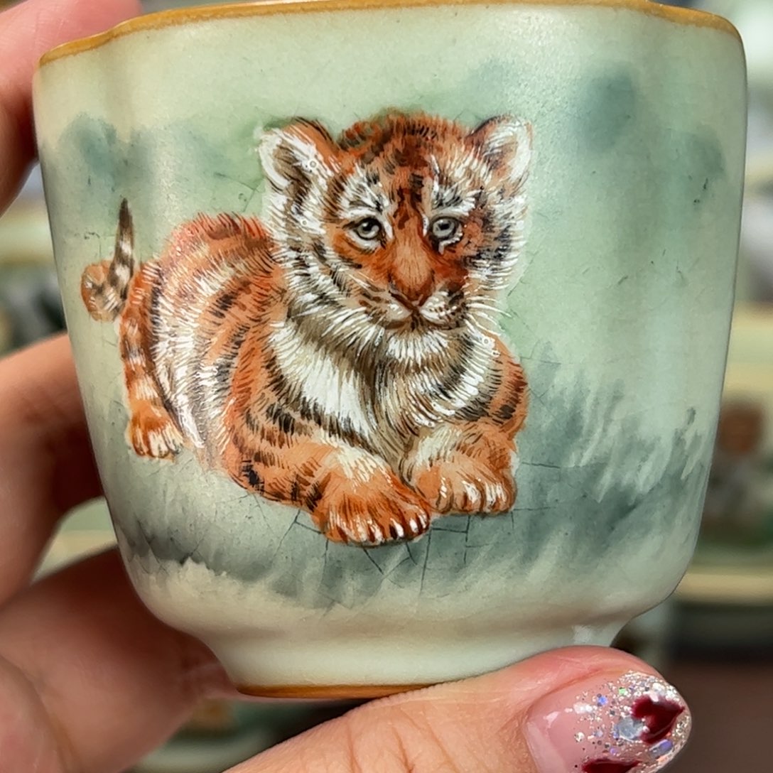 杯子周泽堂生肖虎四方杯