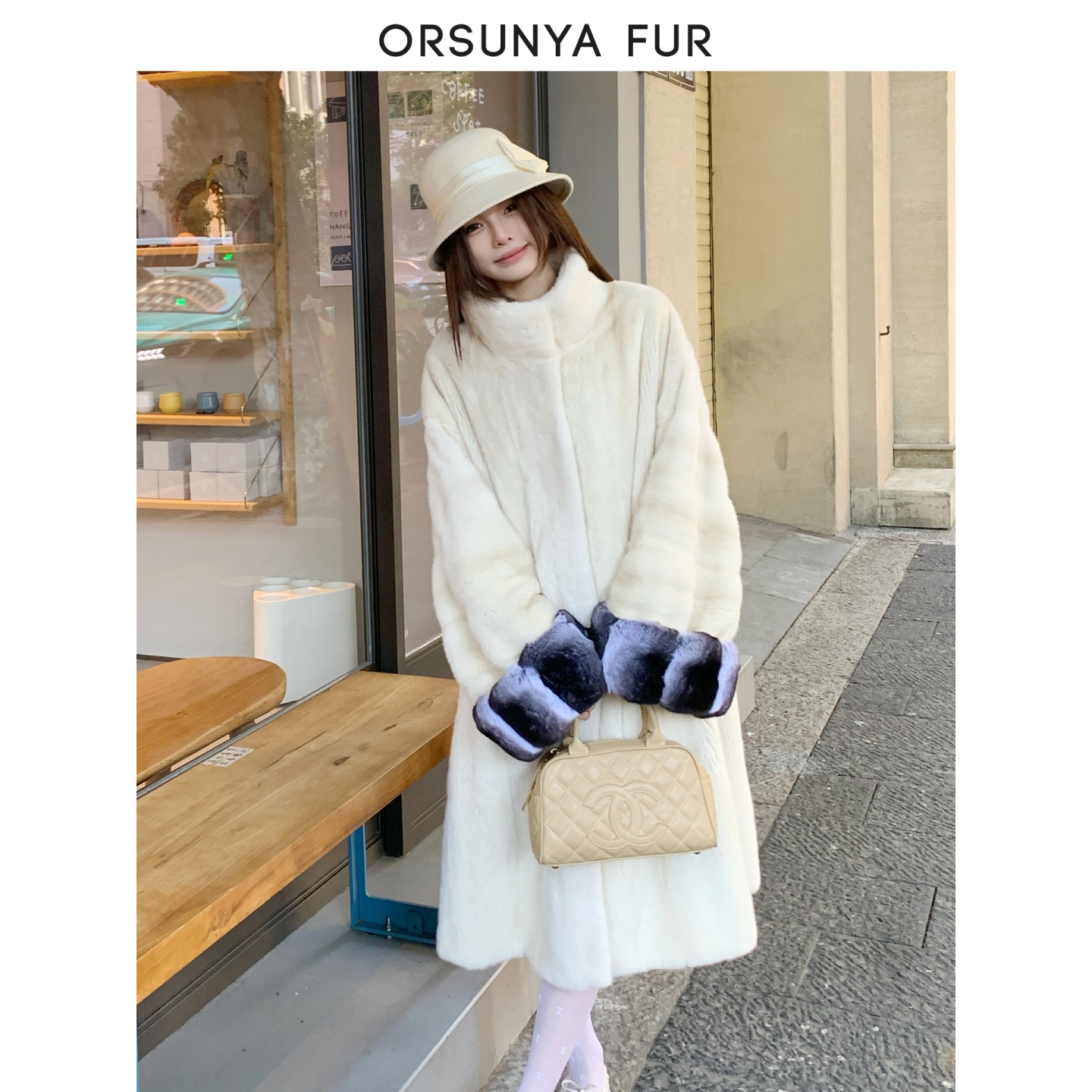 “北海道”进口全抽刀水貂皮草女整貂长款立领袖口年轻ZD78Y025