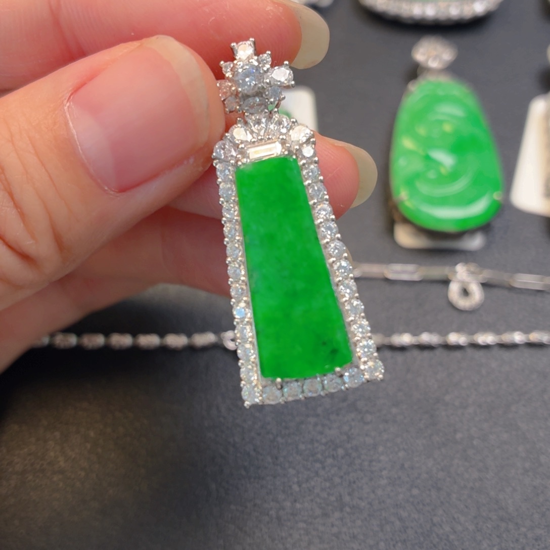 翡翠银S925镶嵌吊坠(不含链)