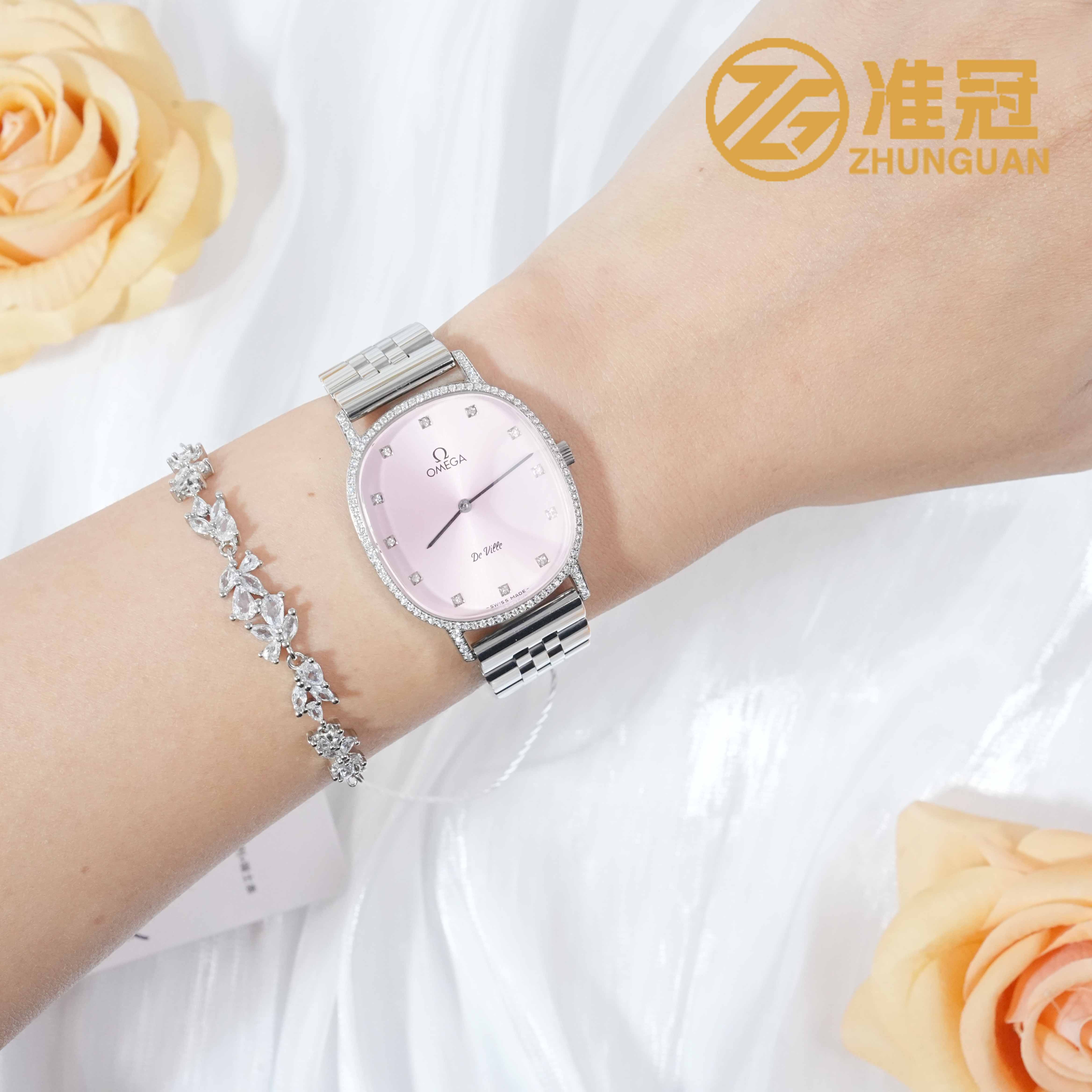 95新 Omega/欧米茄 29*31.5mm手动机械表GX5713后镶钻蝶飞名表