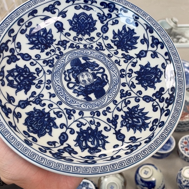 瓷片景德镇青花缠枝莲大壶承