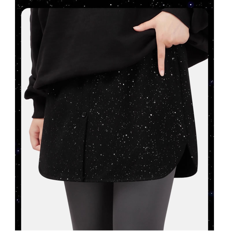 高级毛呢亮片屁帘女叠穿秋冬新款鲨鱼裤卫衣打底遮屁股下摆半身裙