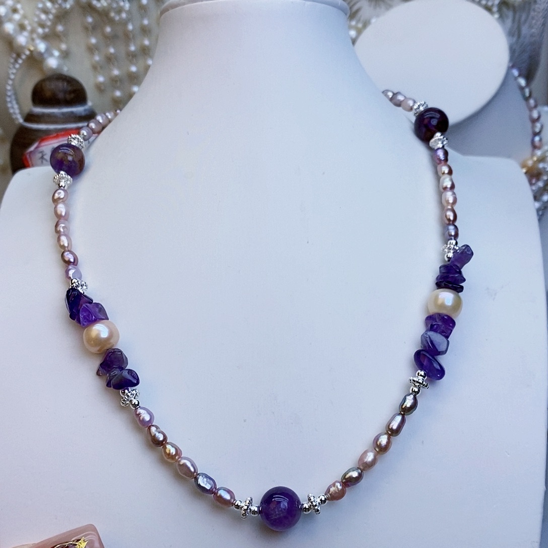 淡水珍珠颈饰银S925镶嵌