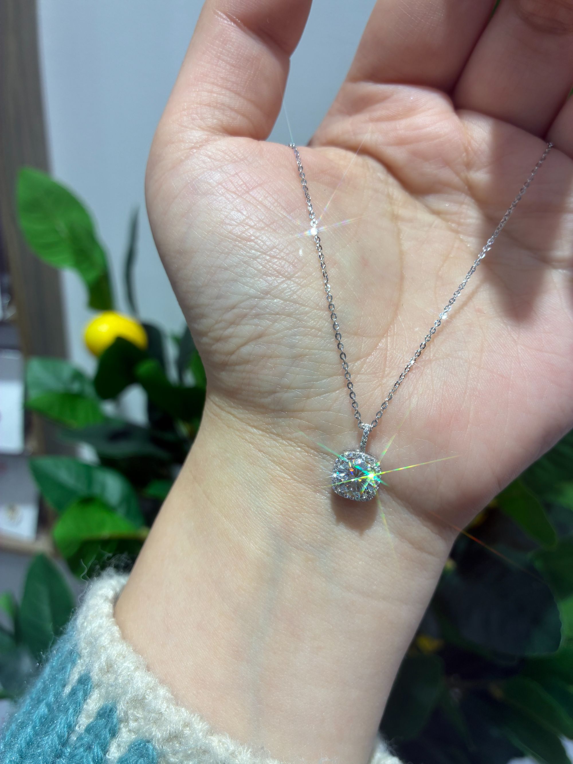 坠链均925银 一克拉莫莫纯银项链