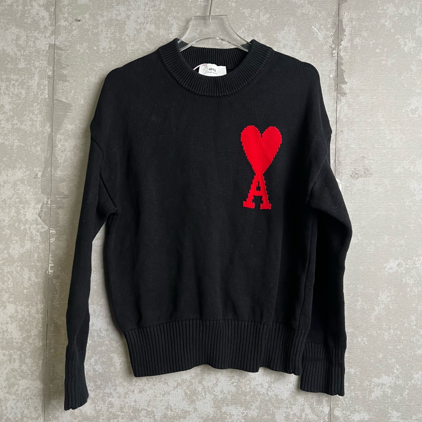 未使用 WE11 DONE S*1/AMI大爱心红标Logo羊毛圆领毛衣/15045/JP