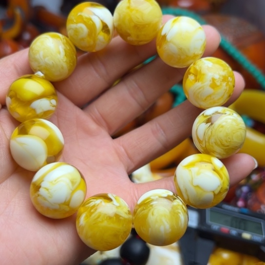 琥珀（花珀）手串未镶嵌蜜蜡