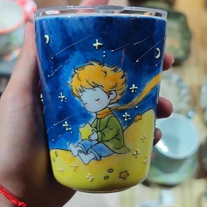 顽***石陶釉下五彩手工小王子马克杯