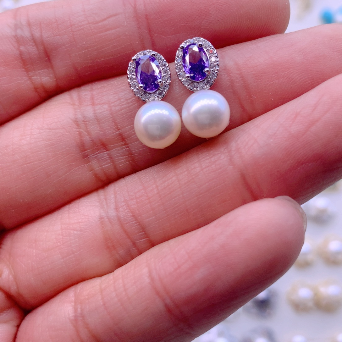 淡水珍珠合金耳饰