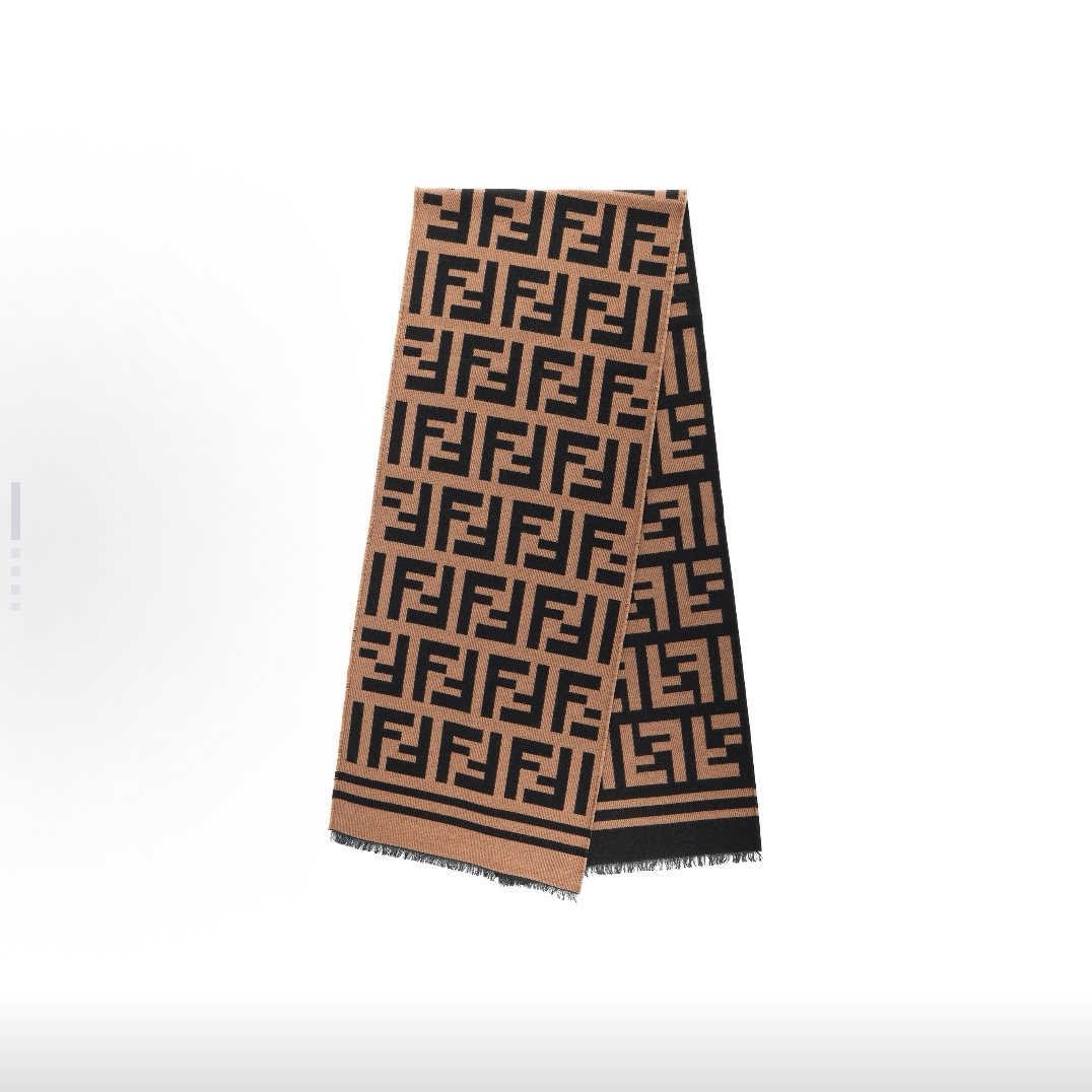 未使用 FENDI/芬迪 FF经典图案羊毛围巾 芬迪围巾