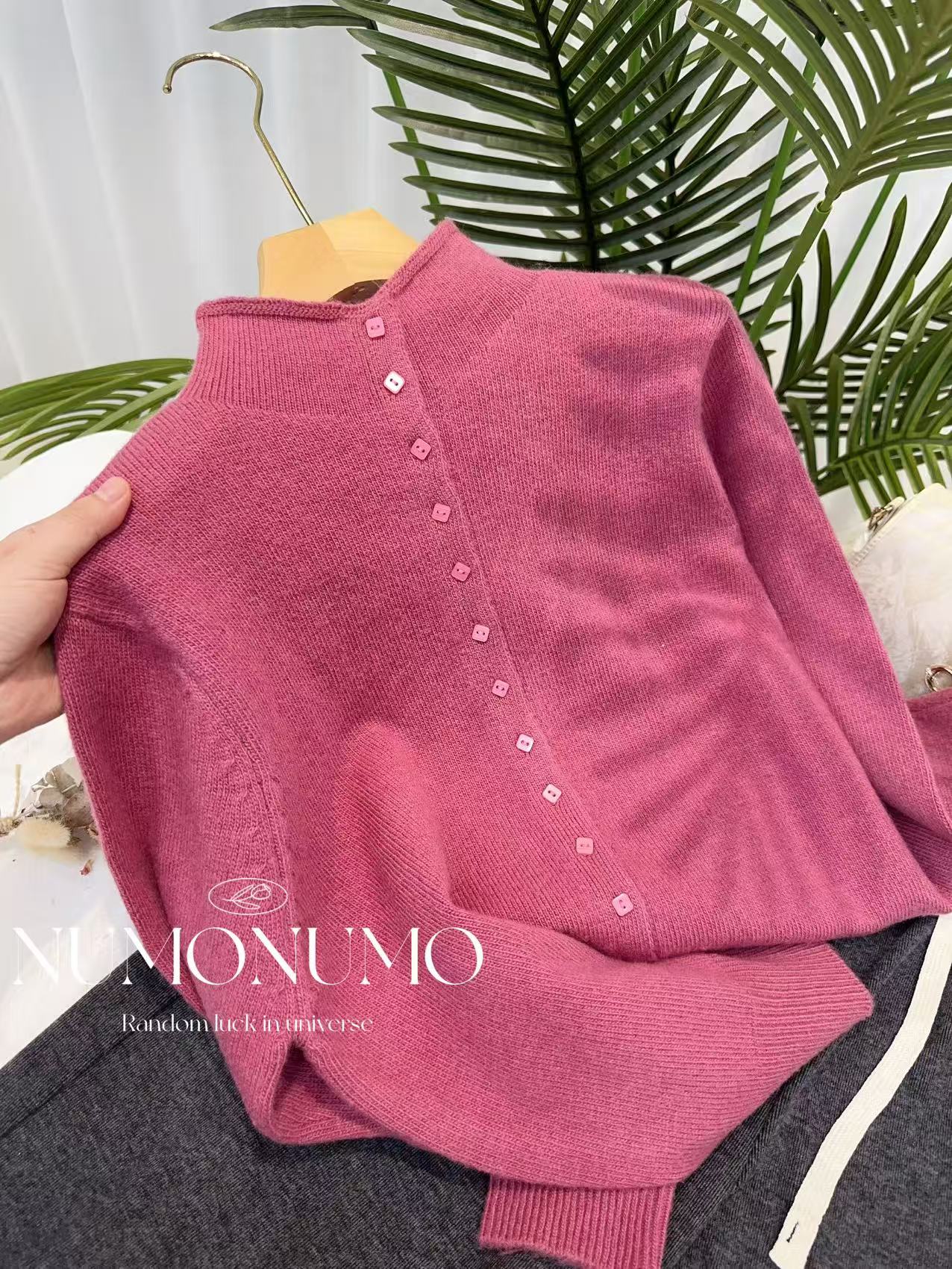 【树莓粉】2025新款百搭时尚开衫针织衫A978