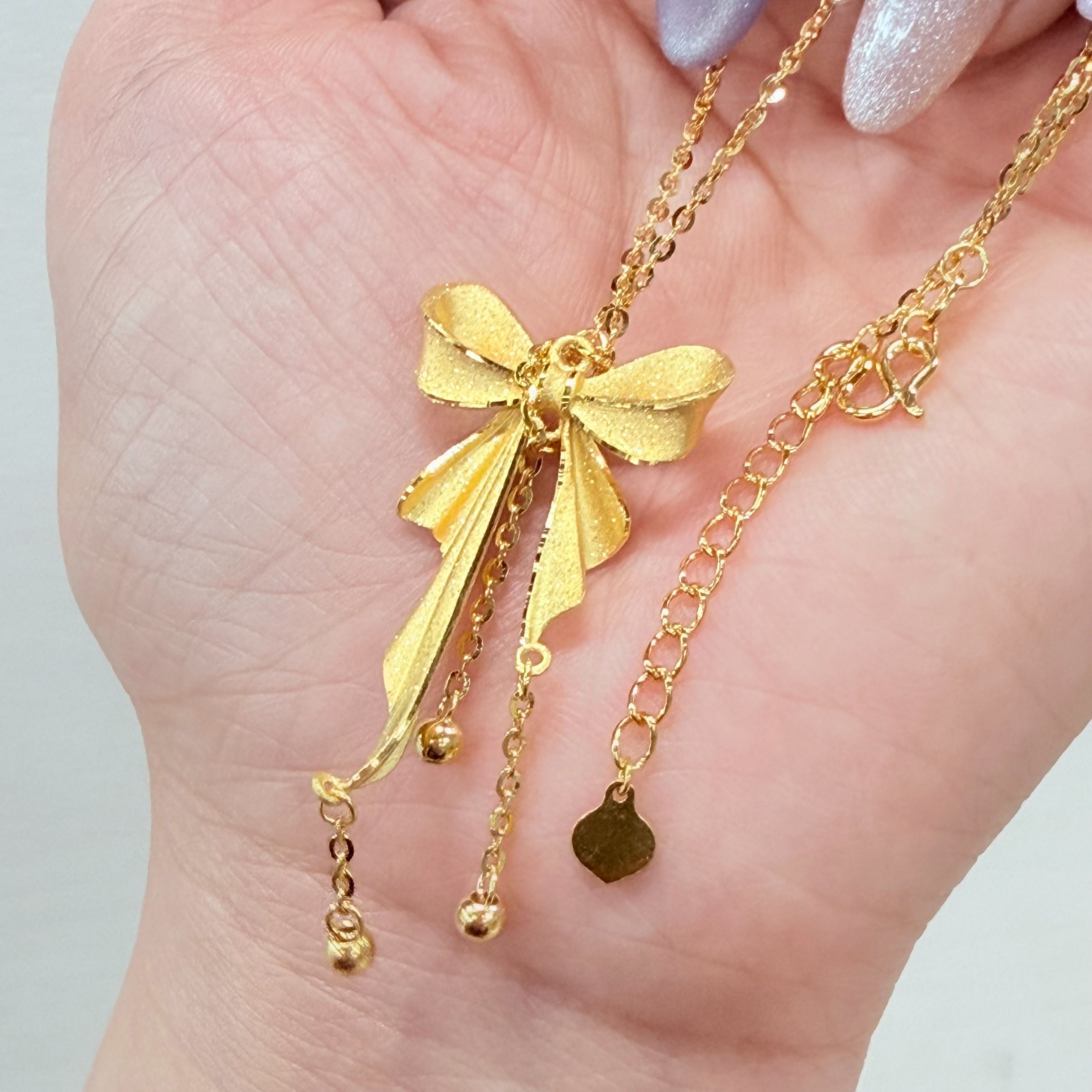 【金项链】蕾丝蝴蝶黄金套链5G足金999精致百搭送女友零附加