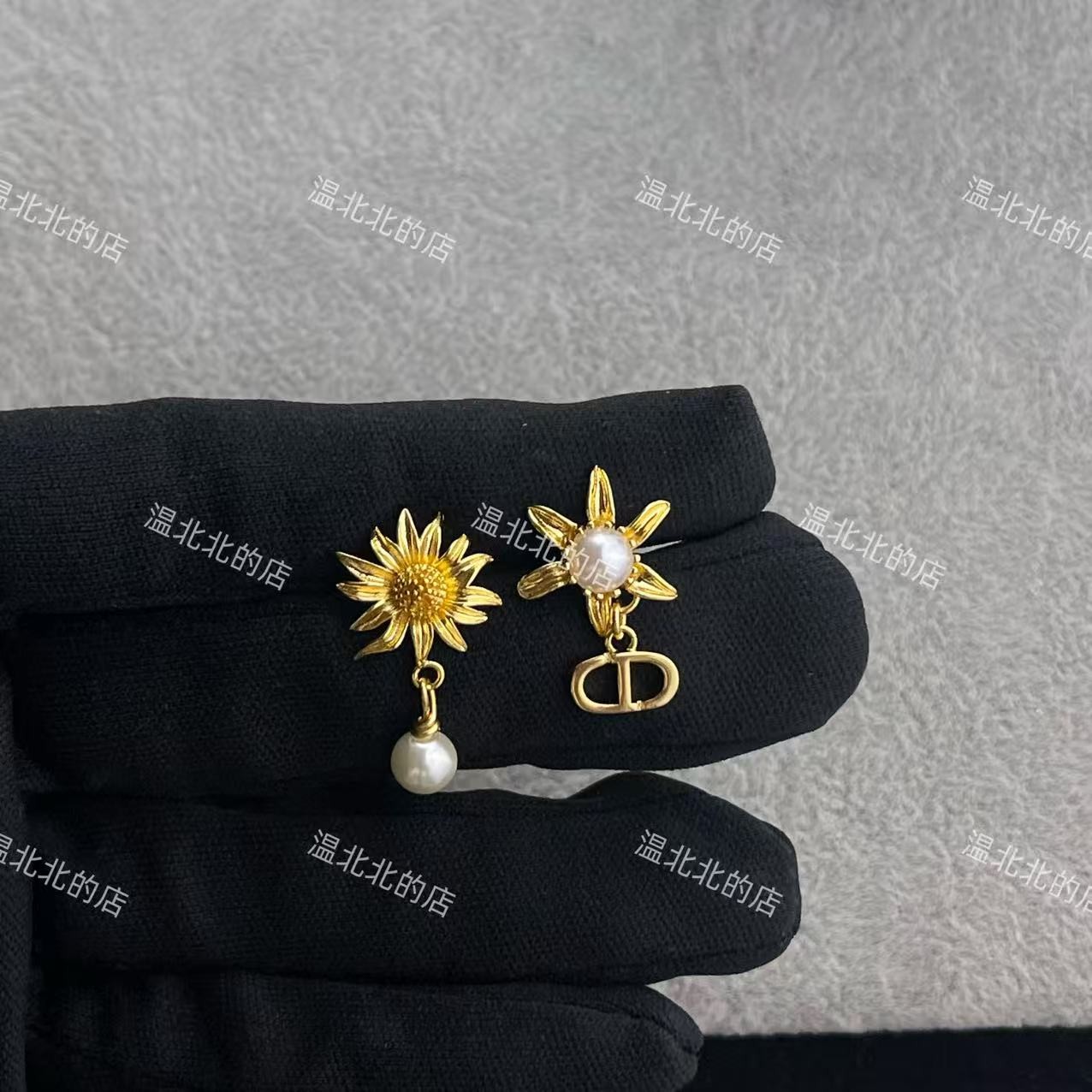 铜合金耳饰 ED030耳钉 猪鼻子单珠向日葵AB款小香风气质时尚百搭
