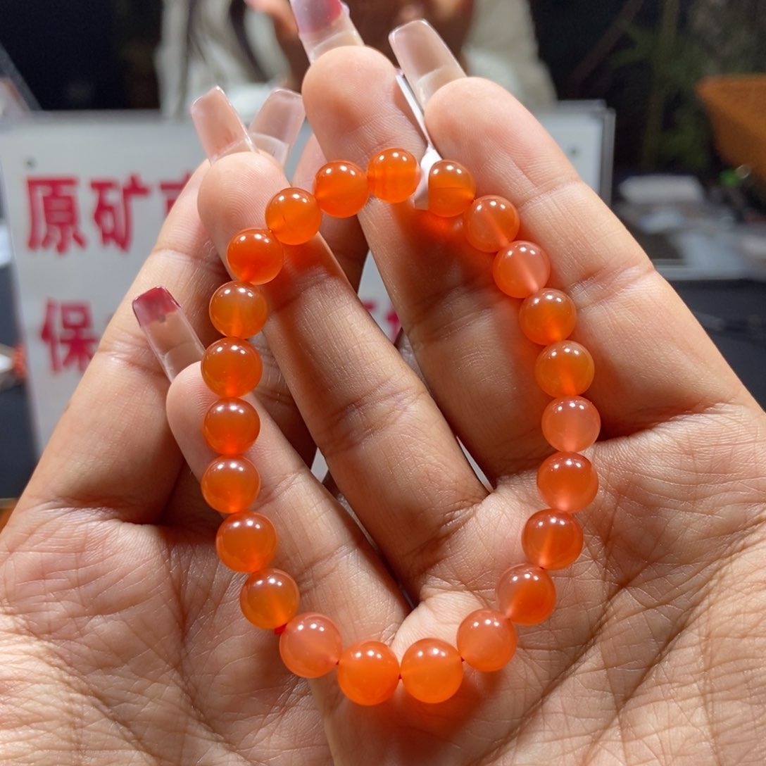南红玛瑙8+冰橘单圈未镶嵌