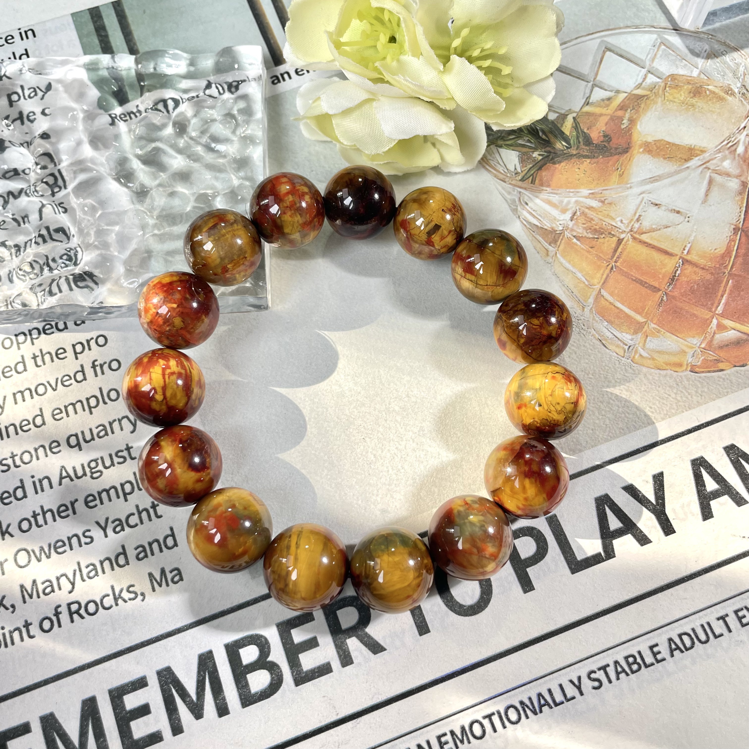 一线天猫眼南非金彼得手串14.5mm多样性发其一 KT25100313