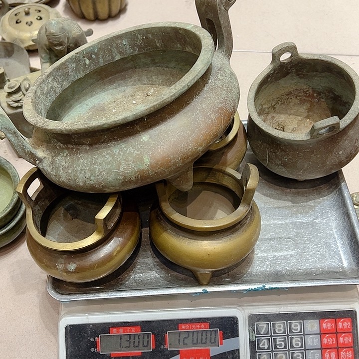 明*黄铜摆件工艺品，