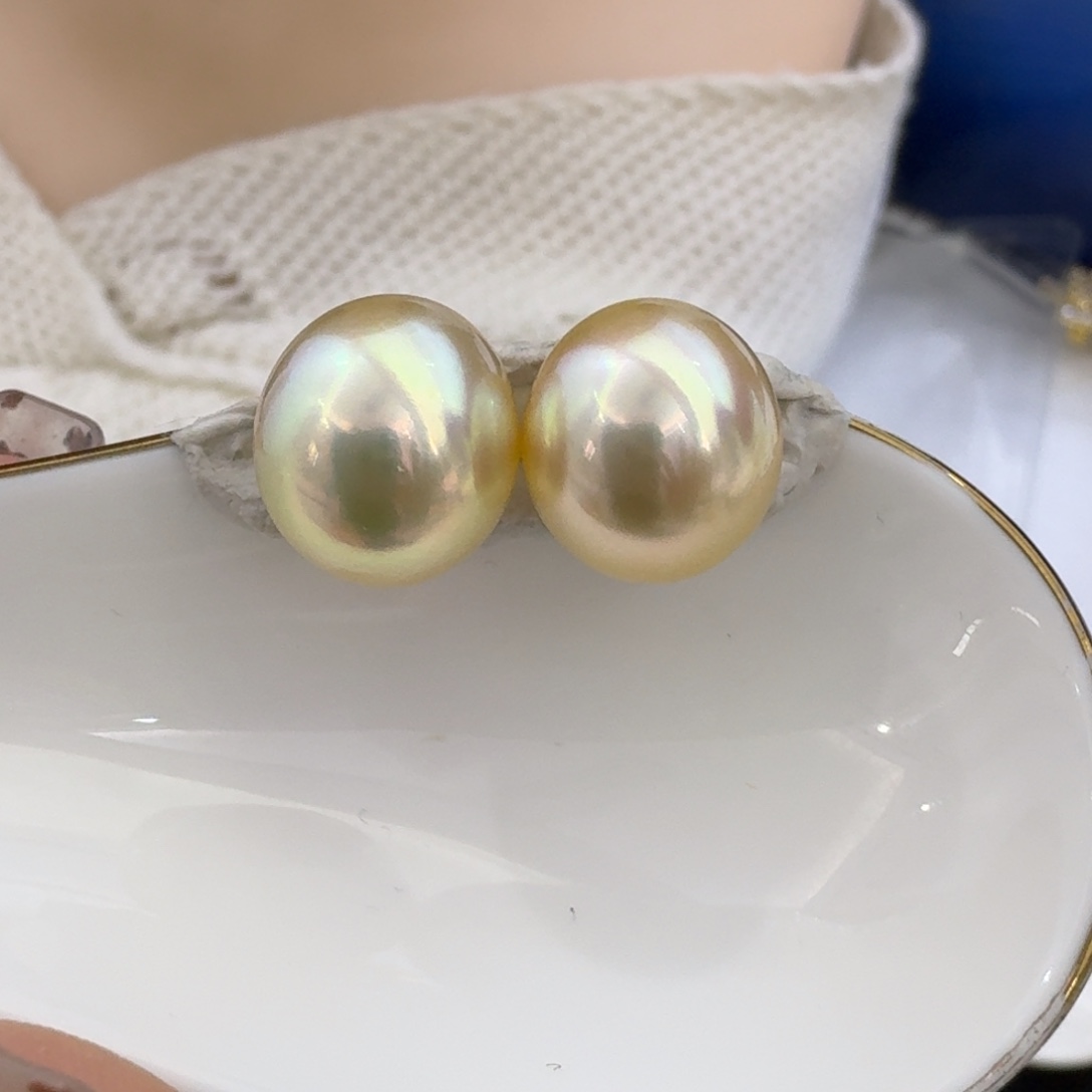 海水珍珠裸珠天然极光炫彩金珠