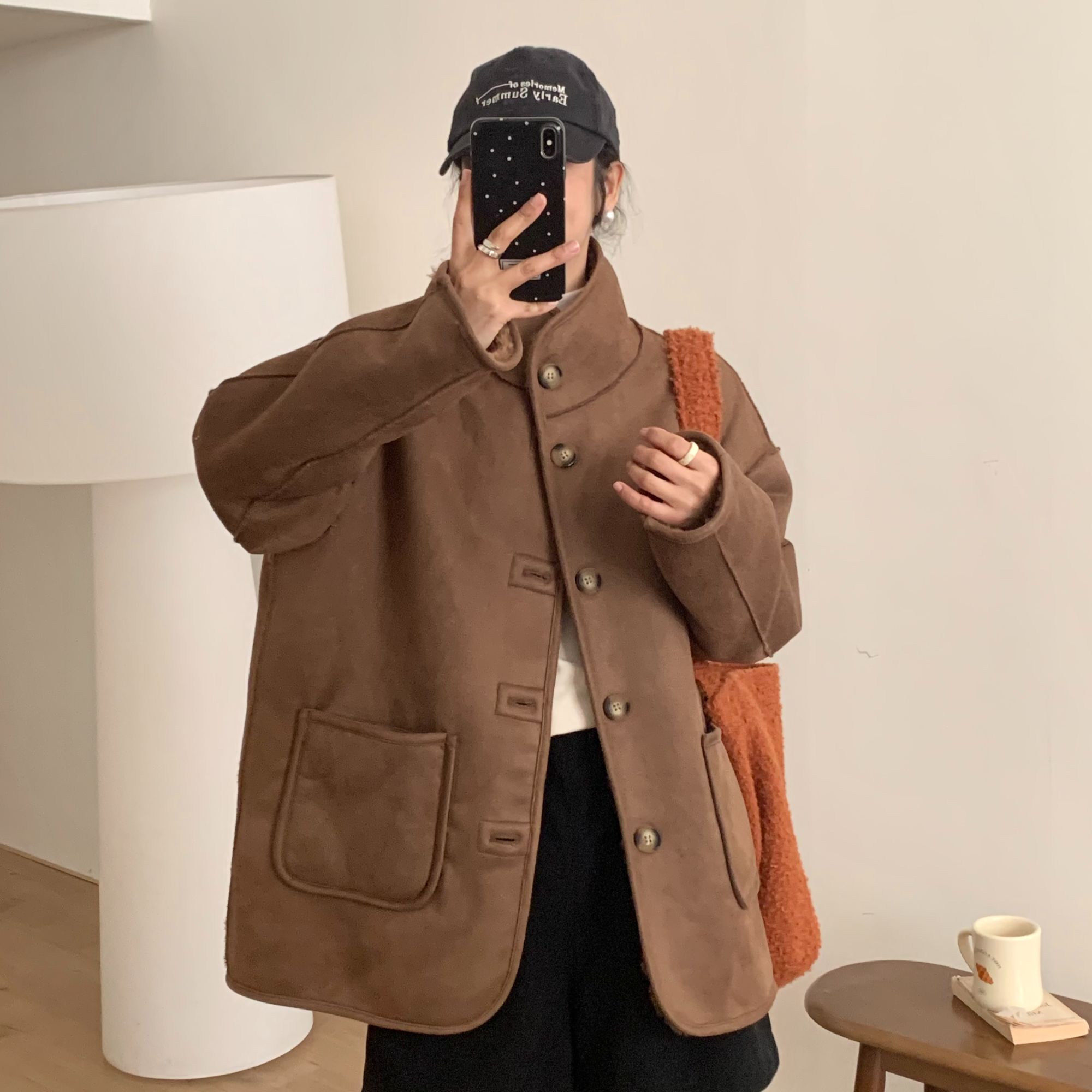 两面可穿2025新款一衣多穿外套女短款 复古仿羊羔毛保暖休闲外套