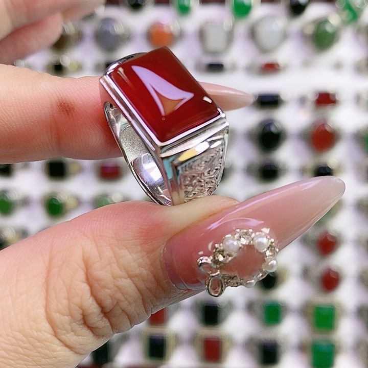 银S925镶嵌戒指玛瑙/玉髓