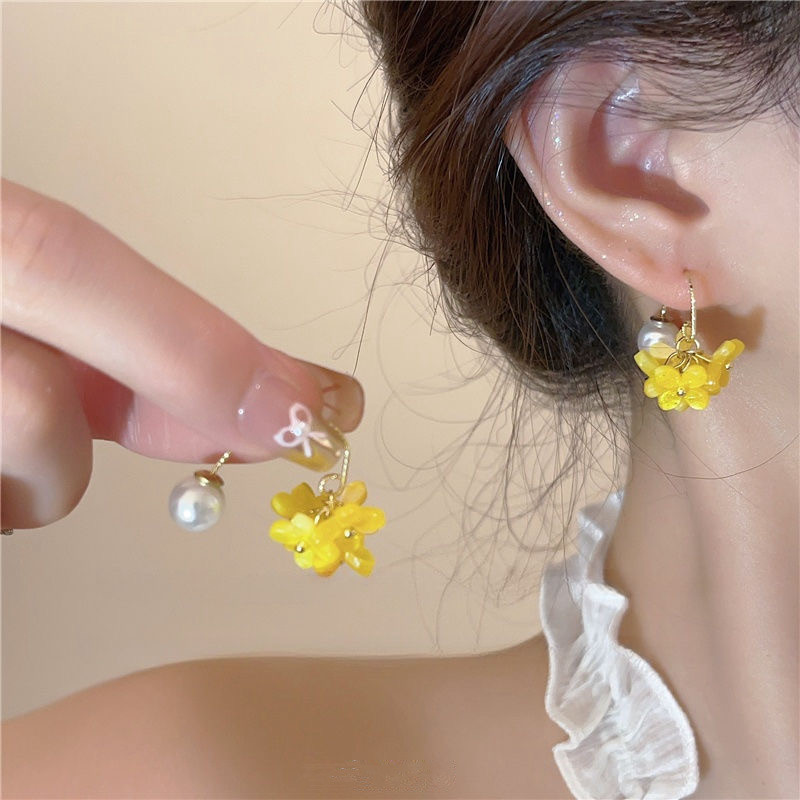 925银针耳饰【308号】2025新款甜美小清新少女温柔桂花法式耳环