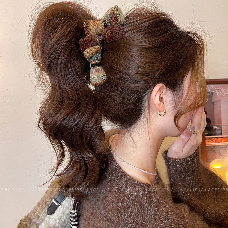 复古气质蝴蝶结香蕉夹女高马尾竖夹2025新款一字扭扭夹子头饰抓夹