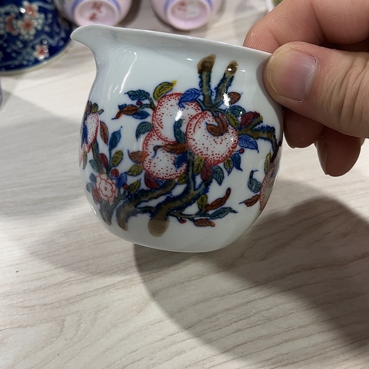 摆件景德镇陶瓷公道壶。绿。