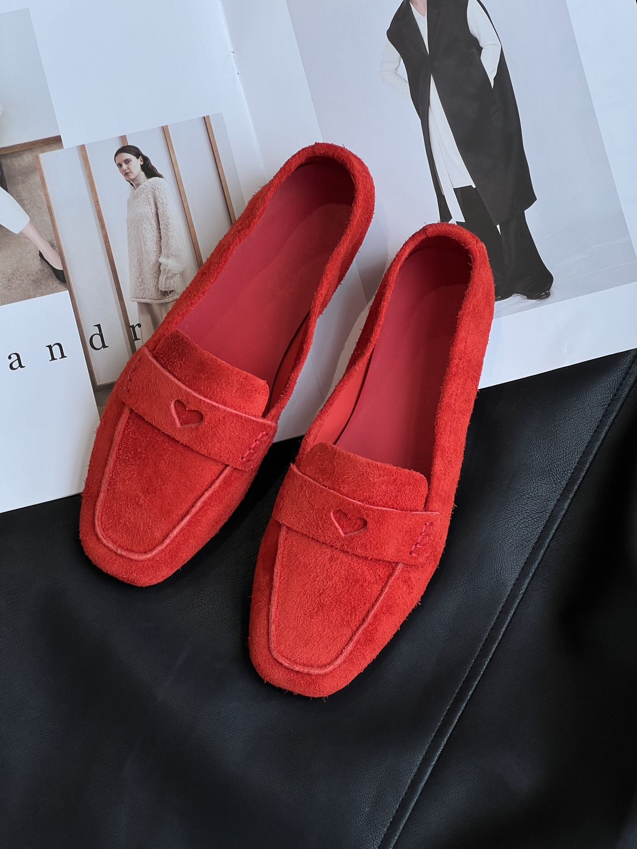 【LINLINER】“初恋”时尚百搭法式小皮鞋真皮反绒皮新款乐福鞋小单鞋