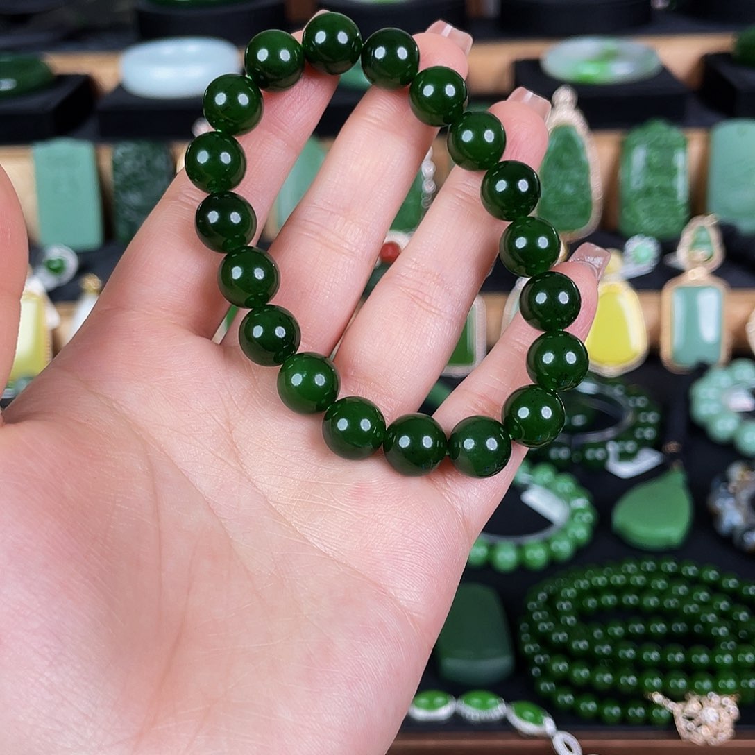 未镶嵌手链和田玉（碧玉）碧玉手串卡10