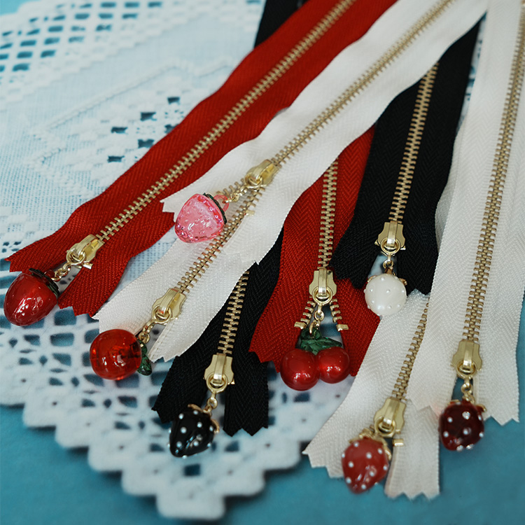 YKK3号甜美可爱樱桃苹果草莓拉头金色拉链-20/25CM 复刻风 松山风