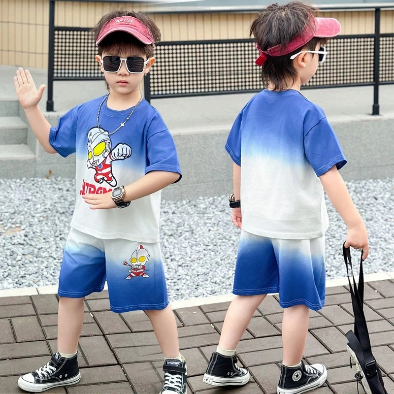 男童夏季奥特曼帅气短袖套装2026新款中小童休闲冰丝速干运动两件