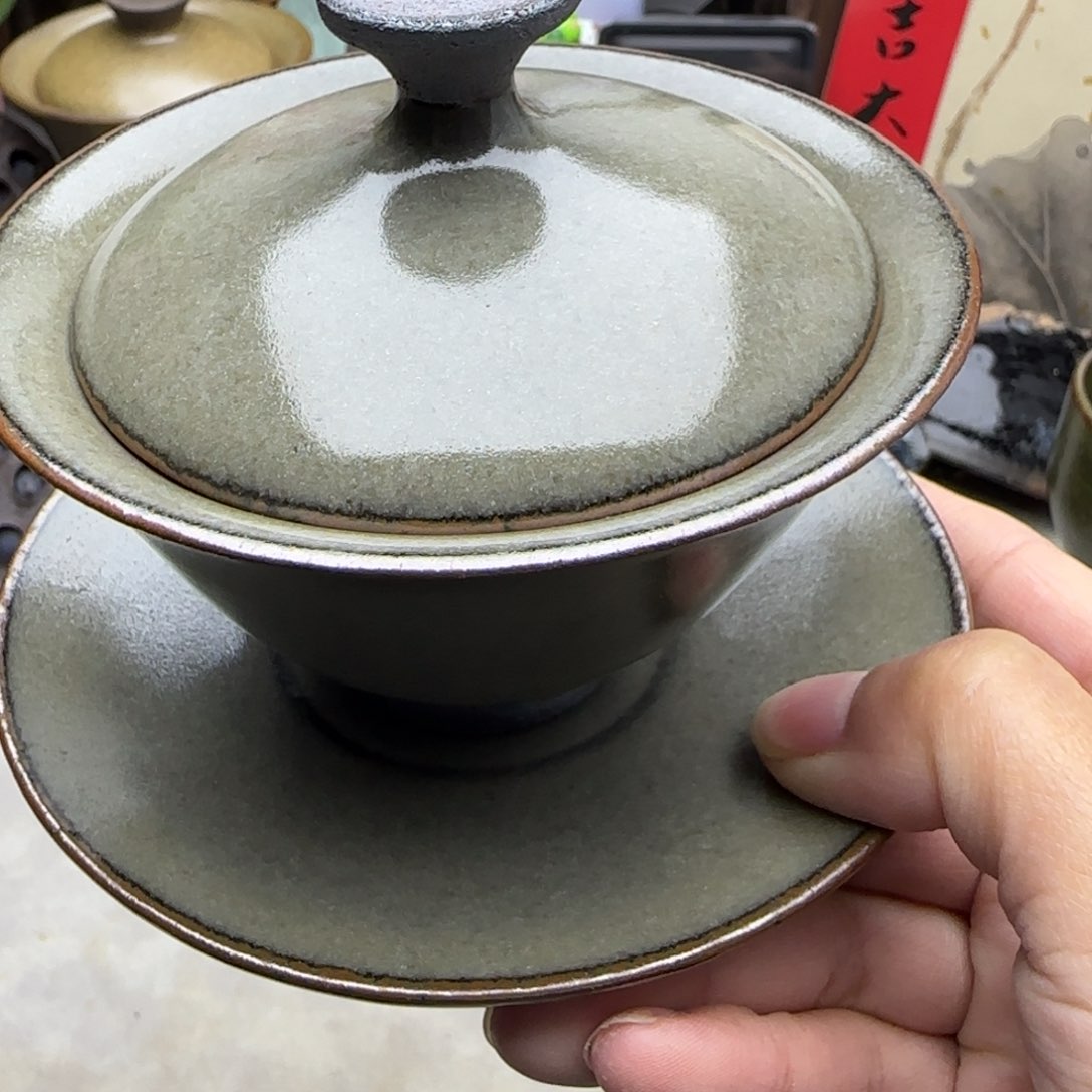 茶盏人***雨龙窑柴烧盖碗