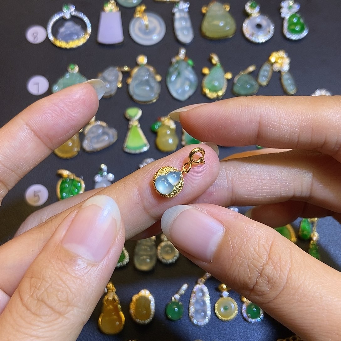 翡翠银S925镶嵌吊坠(不含链)