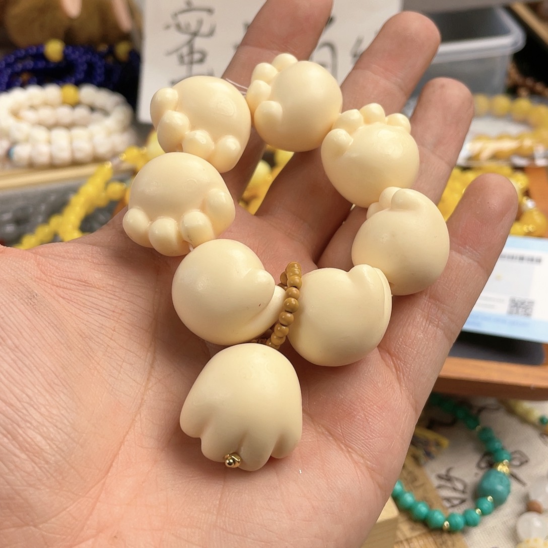 檀香木手串银S925镀金镶嵌