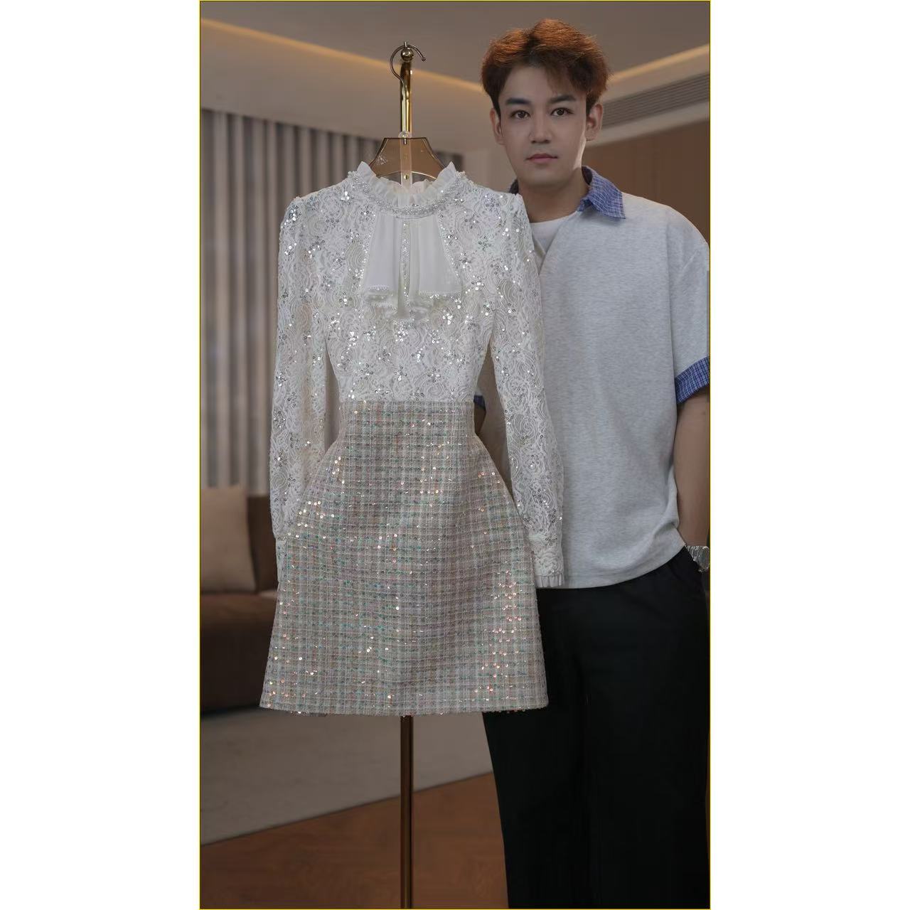  【蓝蝶儿】9667秋季上新气质显瘦高定连衣裙