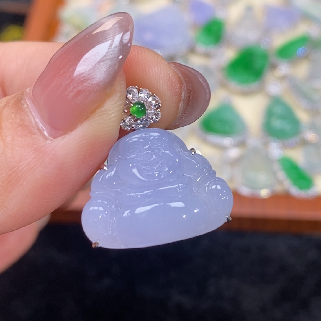 翡翠吊坠(赠链)18K金镶嵌