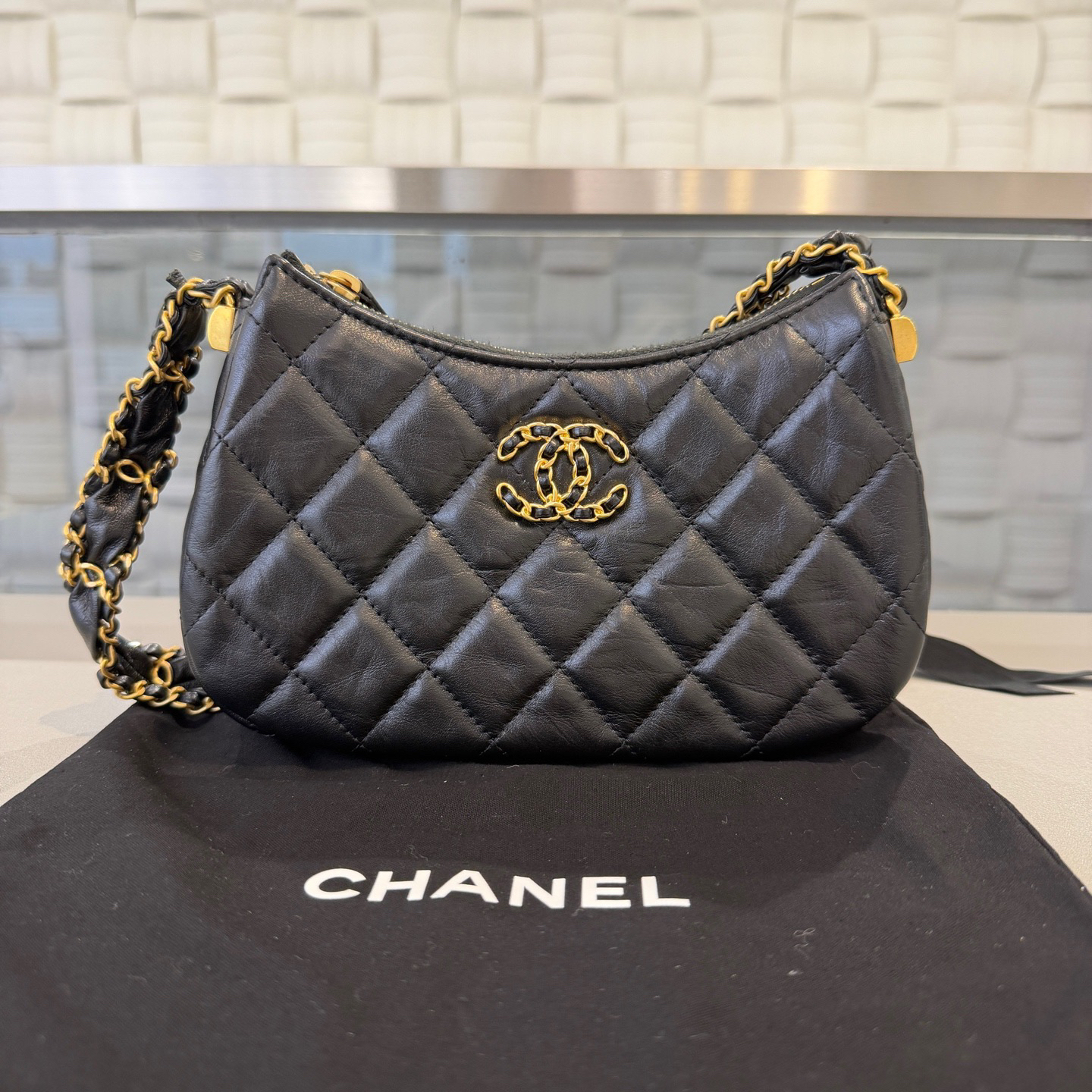 99新 Chanel/香奈儿 悦奢臻选/23K/黑金/hobo/腋下包/单肩包/芯片