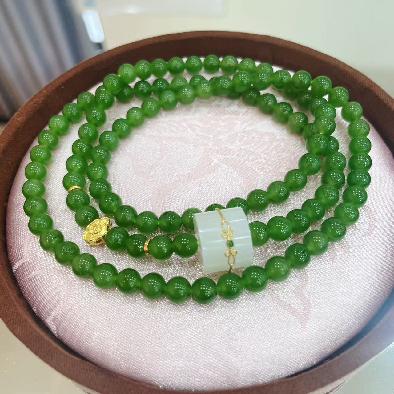 天然和田玉碧玉妈妈气质国风长链（多样性发其一）