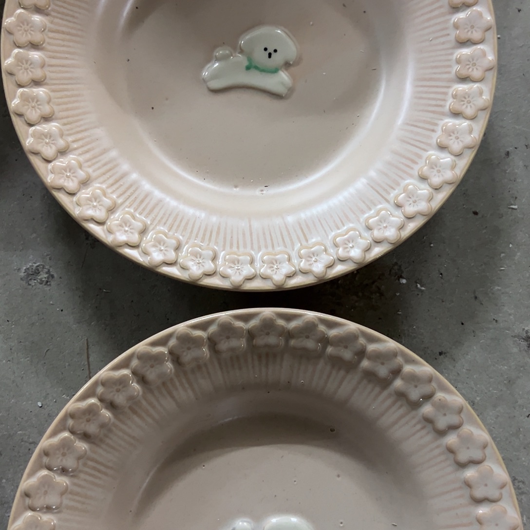 瓷微瑕粉色小狗深加浅