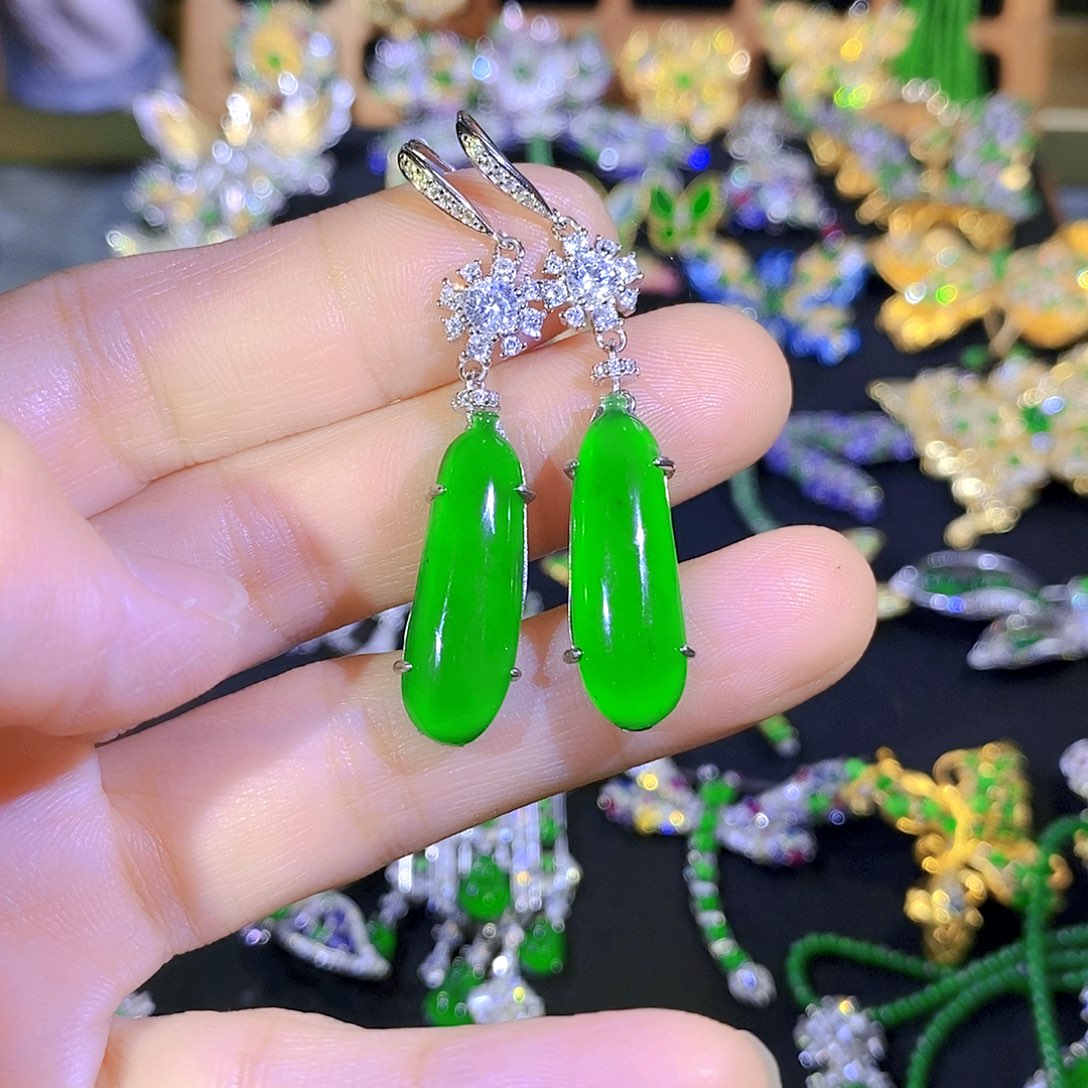 吊坠(不含链)银S925镶嵌翡翠