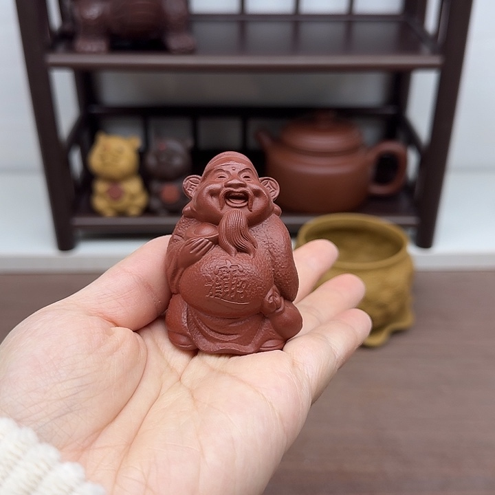 茶案朱泥财神爷茶宠
