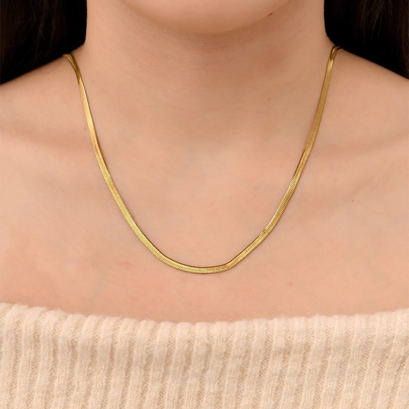 吊坠925银 吊坠银白百何同款银S蛇骨链戴镀18K金项链秦岚轻奢37