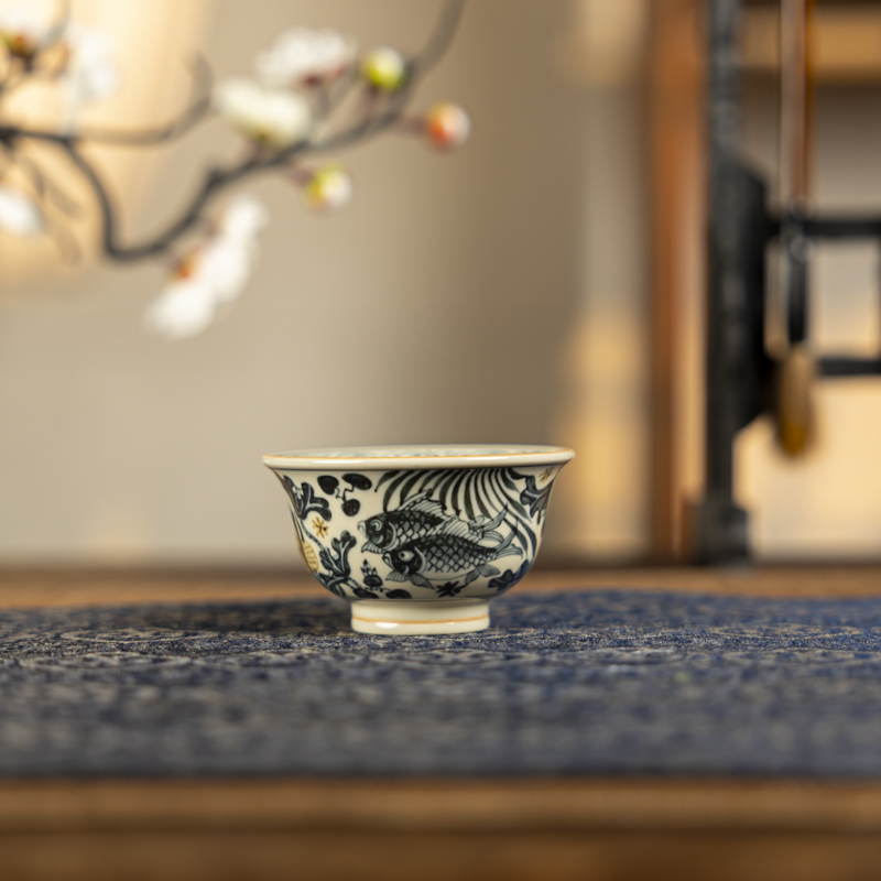 【墨舍名窑】一生一物鱼藻小压手杯 ysyw29